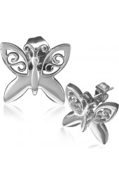 SALE - Plieniniai auskarai ,,Drugelis"